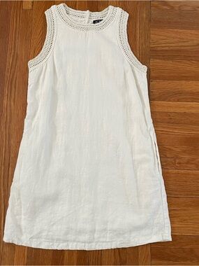 J. Crew Cream Linen Crochet-Trim Sleeveless Tunic